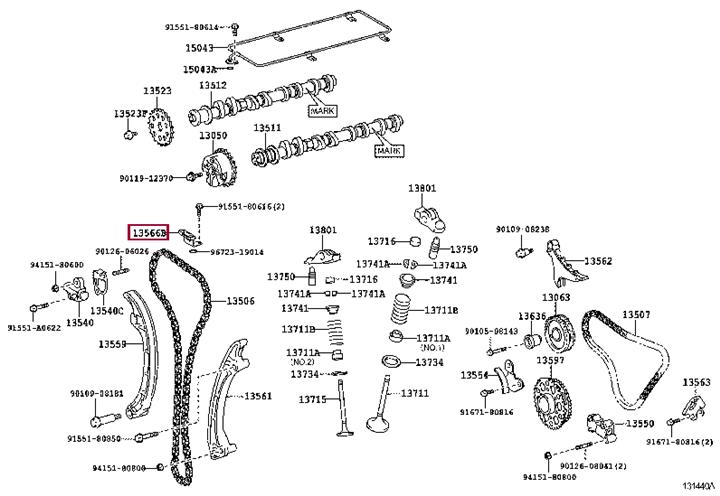 Планка успокоителя, цепь привода   13566-75020   TOYOTA