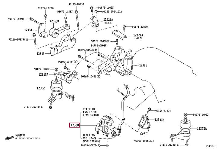 Опора, двигун   12360-31011   TOYOTA