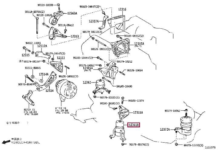 Опора, двигун   12361-20120   TOYOTA