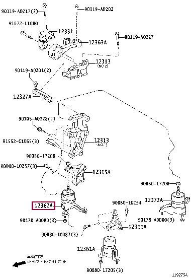 Подвеска, двигатель   12362-36052   TOYOTA