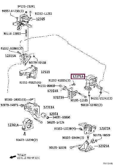 Подвеска, двигатель   123710D180   TOYOTA