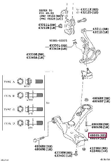 Опора, важіль підвіски   48068-02130   TOYOTA