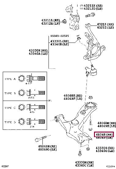 Опора, важіль підвіски   48068-12300   TOYOTA