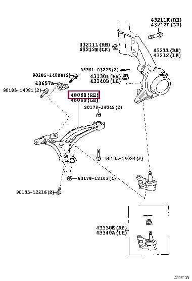 Подвеска, рычаг независимой подвески колеса   48068-48010   TOYOTA