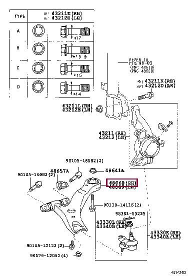 Подвеска, рычаг независимой подвески колеса   48068-58010   TOYOTA