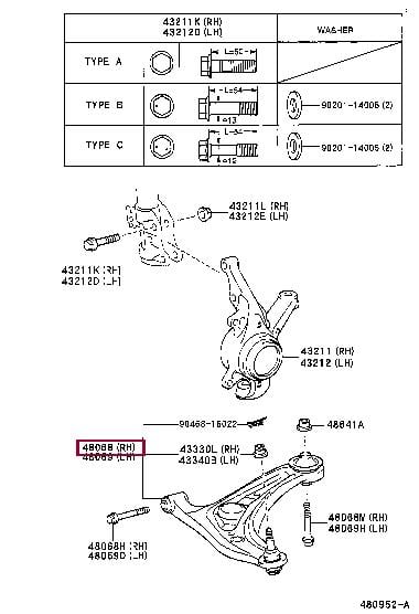 Опора, важіль підвіски   4806859035   TOYOTA