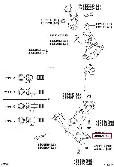 Опора, важіль підвіски   48069-12300   TOYOTA