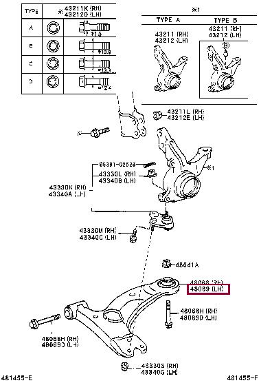 Подвеска, рычаг независимой подвески колеса   48069-13010   TOYOTA