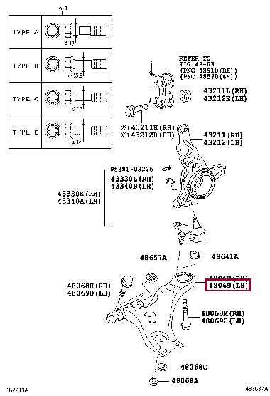 Опора, важіль підвіски   48069-33080   TOYOTA