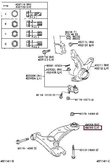 Опора, важіль підвіски   48069-42040   TOYOTA