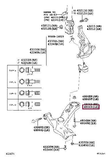 Подвеска, рычаг независимой подвески колеса   48069-42050   TOYOTA