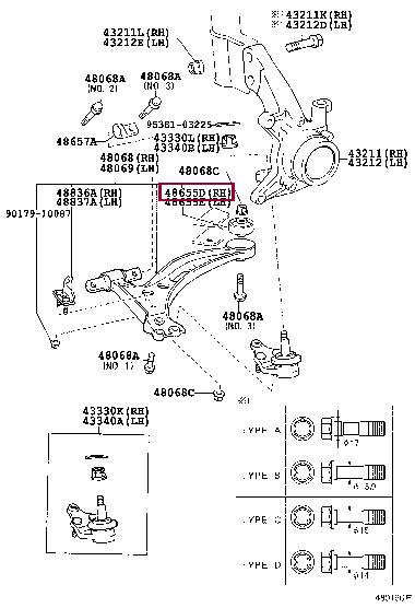 Опора, важіль підвіски   48655-07020   TOYOTA