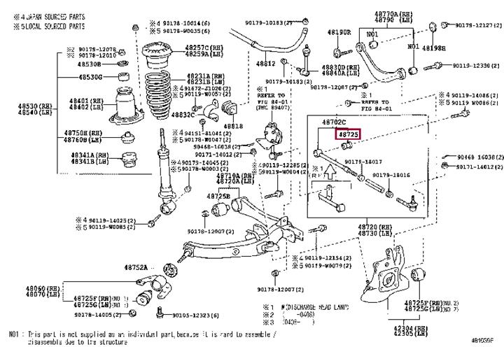 Опора, важіль підвіски   48725-05080   TOYOTA