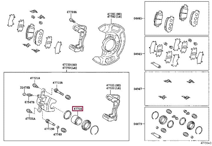 Поршень, гальмівний супорт   47731-12A10   TOYOTA