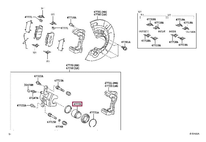 Поршень, корпус скобы тормоза   47731-33340   TOYOTA