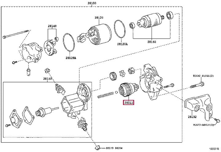 Механізм вільного ходу, стартер   28011-66020   TOYOTA