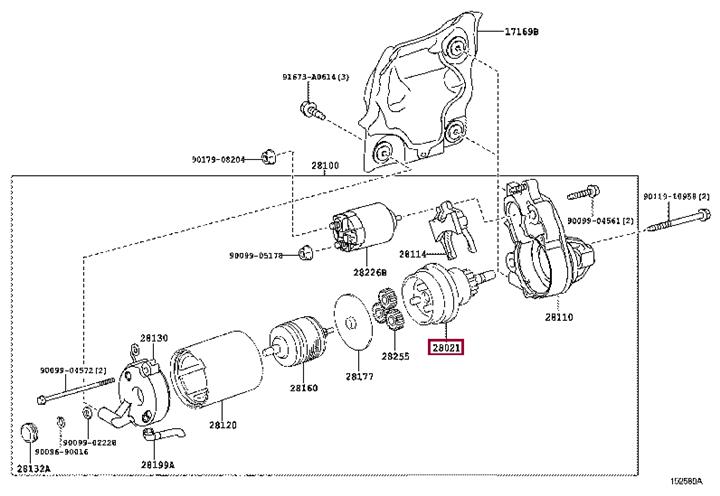 Механізм вільного ходу, стартер   28021-73020   TOYOTA