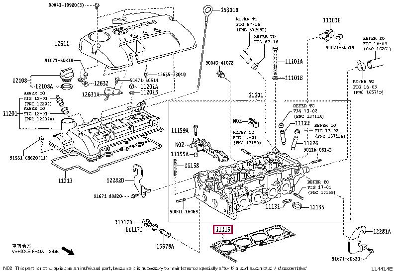 Ущільнення, голівка циліндра   11115-B1030   TOYOTA