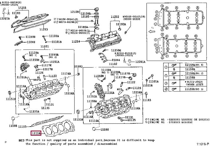 Прокладка, головка цилиндра   11116-50070   TOYOTA