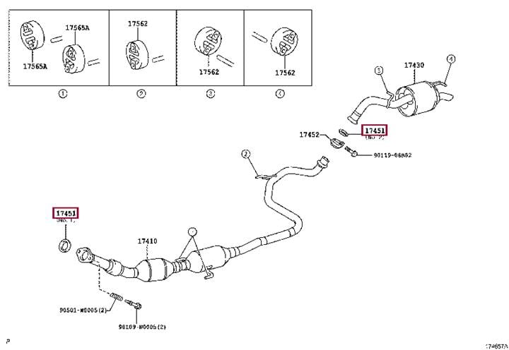 Прокладка, труба выхлопного газа   17451-0R010   TOYOTA