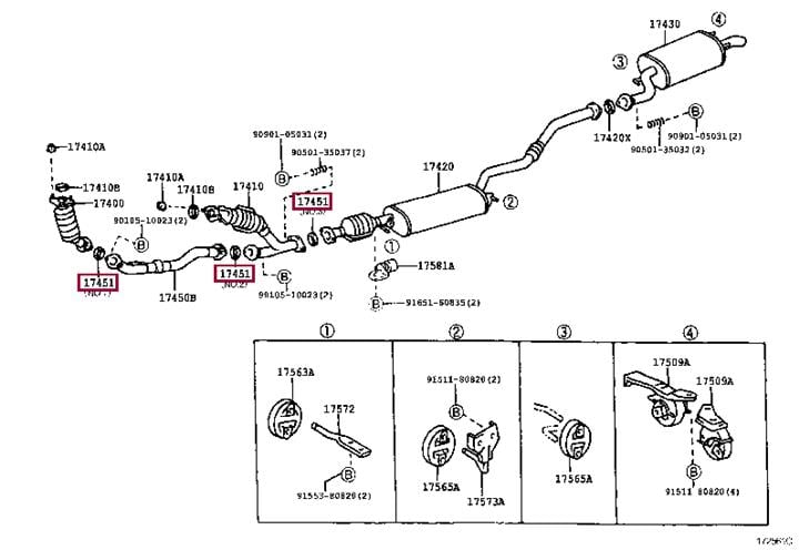 Ущільнення, вихлопна труба   17451-20020   TOYOTA