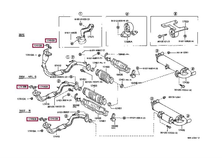 Прокладка, труба выхлопного газа   17451-74040   TOYOTA