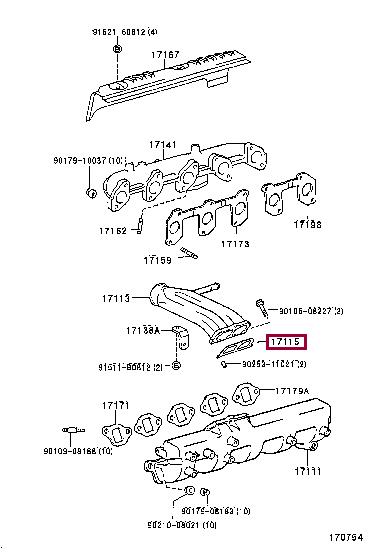 Прокладка, впускной коллектор   17115-17010   TOYOTA