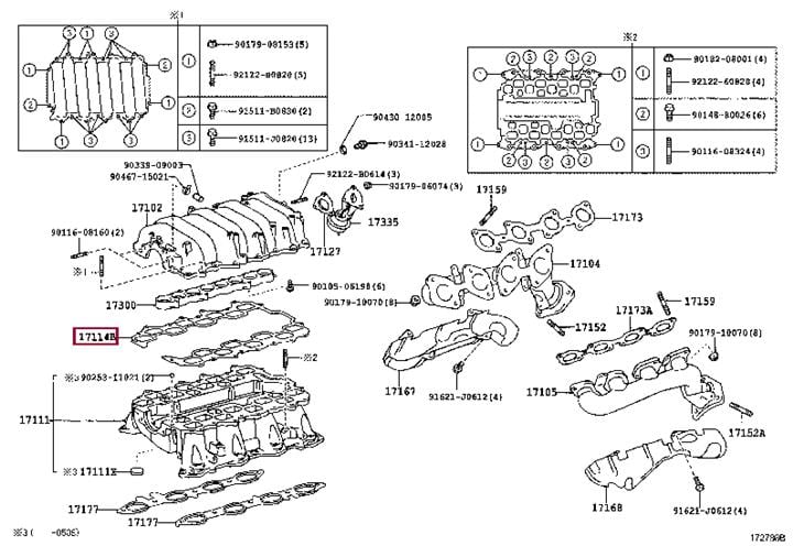 Прокладка, впускной коллектор   17116-50010   TOYOTA