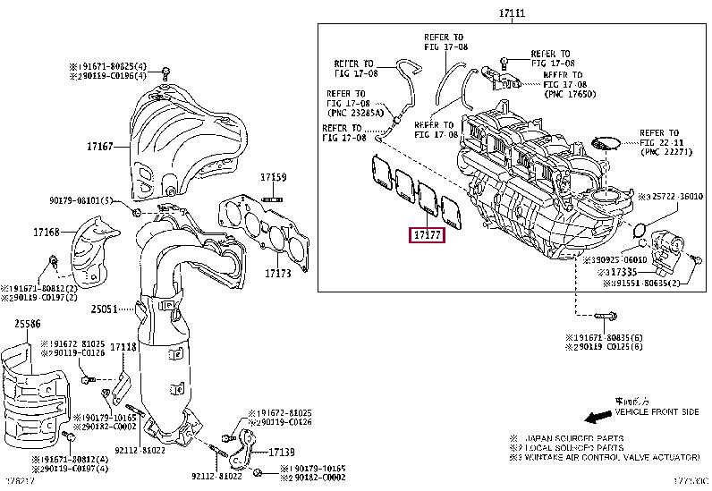 Прокладка, впускной коллектор   17171-36011   TOYOTA