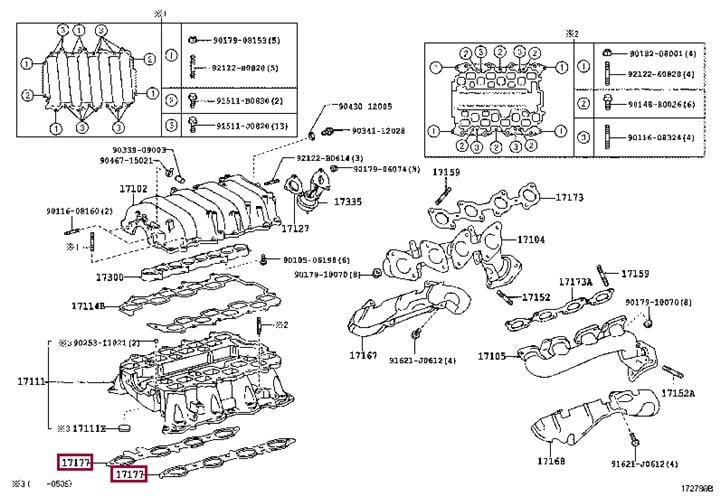 Прокладка, впускной коллектор   17171-50020   TOYOTA