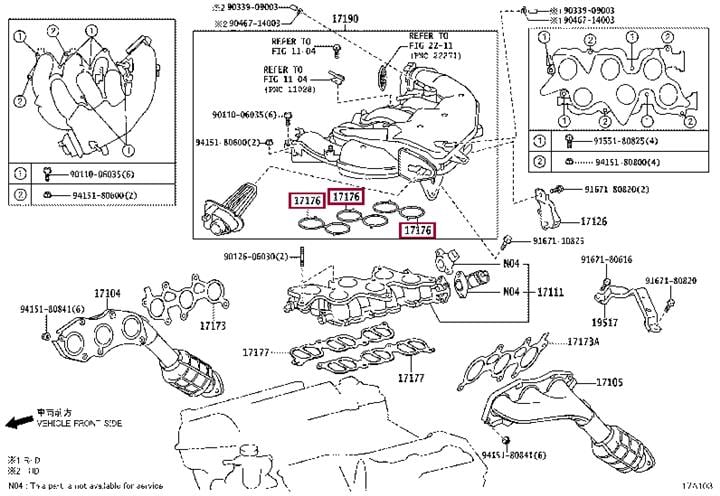 Ущільнення, впускний колектор   17176-31050   TOYOTA