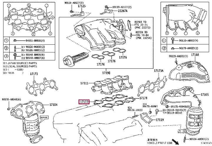 Прокладка, впускной коллектор   17177-31040   TOYOTA