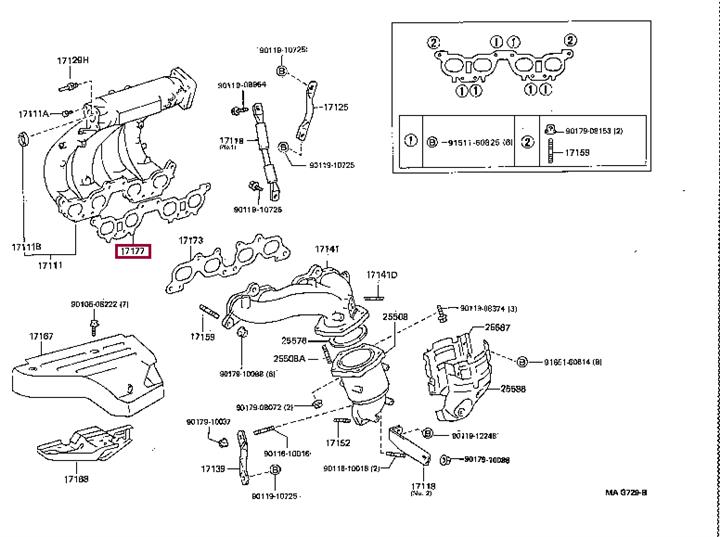 Ущільнення, впускний колектор   17177-74070   TOYOTA