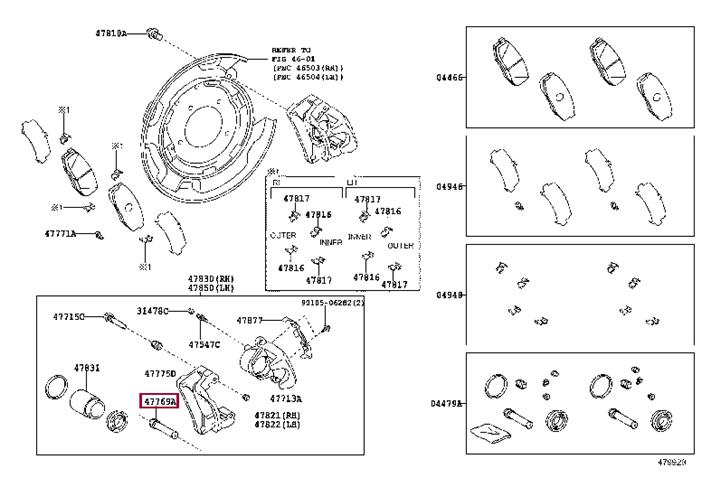 Пыльник, управление корпуса скобы тормоза   47769-35010   TOYOTA