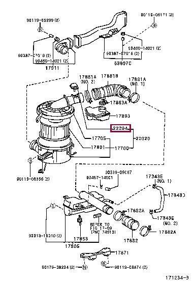 Расходомер воздуха   22204-75020   TOYOTA