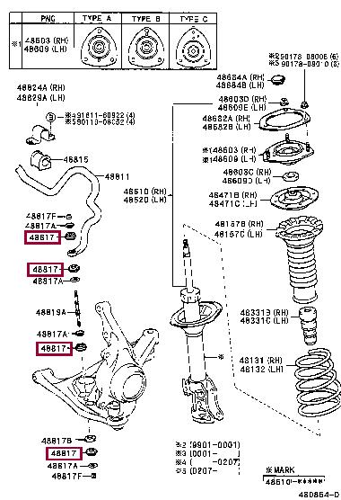 Ремонтний комплект, опорний підшипник амортизатора   48817-52010   TOYOTA