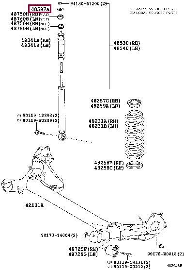 Ремкомплект, опора стойки амортизатора   90948-02159   TOYOTA