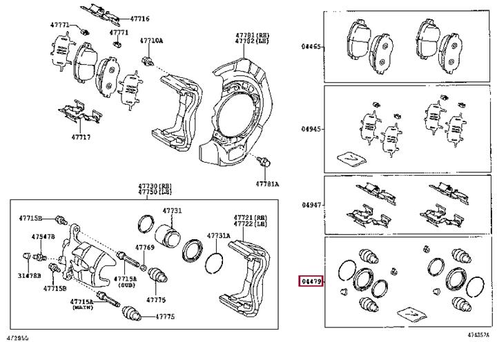 Ремонтний комплект, гальмівний супорт   04478-08100   TOYOTA
