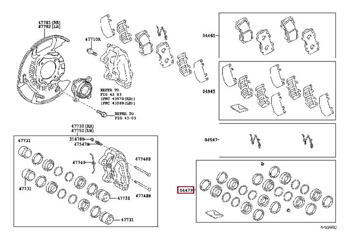 Ремонтний комплект, гальмівний супорт   04478-0C050   TOYOTA