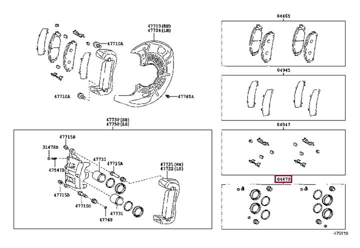 Ремонтний комплект, гальмівний супорт   04478-0E030   TOYOTA