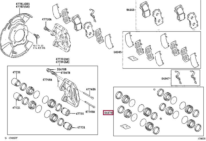 Ремкомплект, тормозной суппорт   04478-0K130   TOYOTA