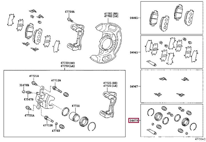 Ремонтний комплект, гальмівний супорт   04478-12060   TOYOTA