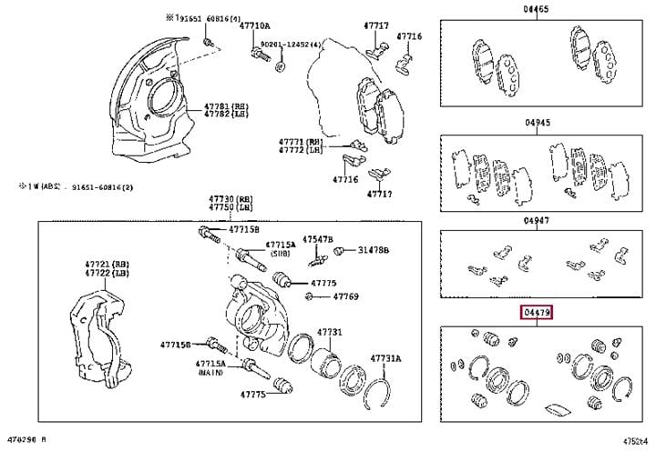 Ремонтний комплект, гальмівний супорт   04478-26030   TOYOTA