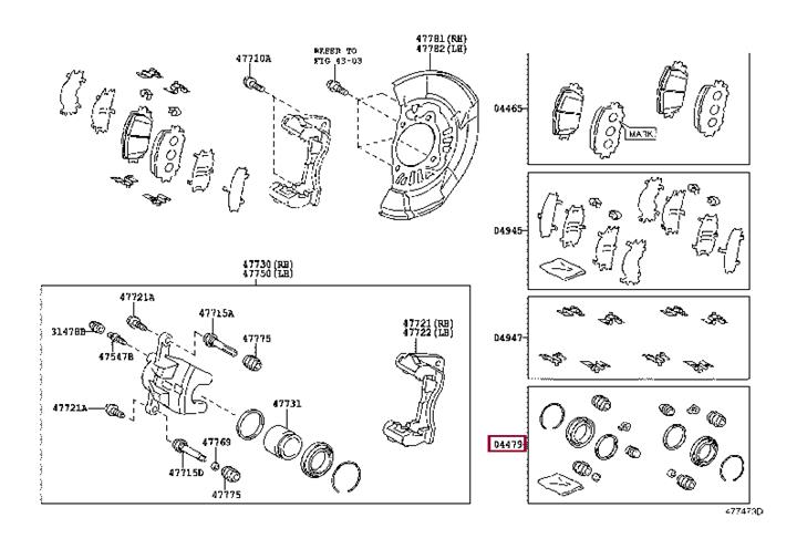 Ремкомплект, тормозной суппорт   04478-47040   TOYOTA