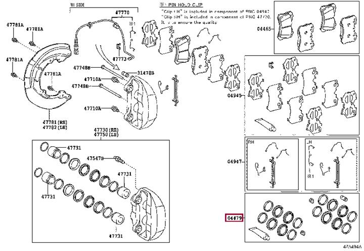 Ремонтний комплект, гальмівний супорт   04478-50040   TOYOTA