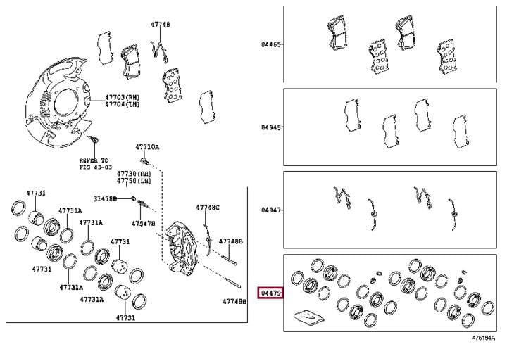 Ремонтний комплект, гальмівний супорт   04478-60070   TOYOTA