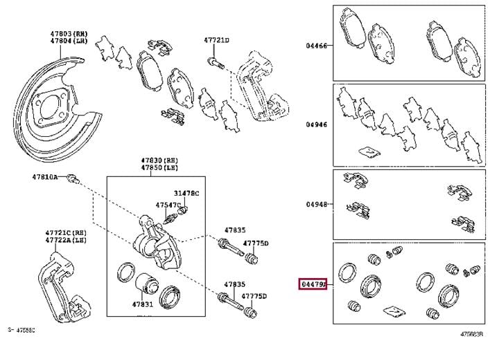 Ремкомплект, тормозной суппорт   04479-12230   TOYOTA