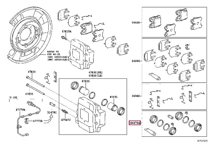 Ремкомплект, тормозной суппорт   04479-50180   TOYOTA