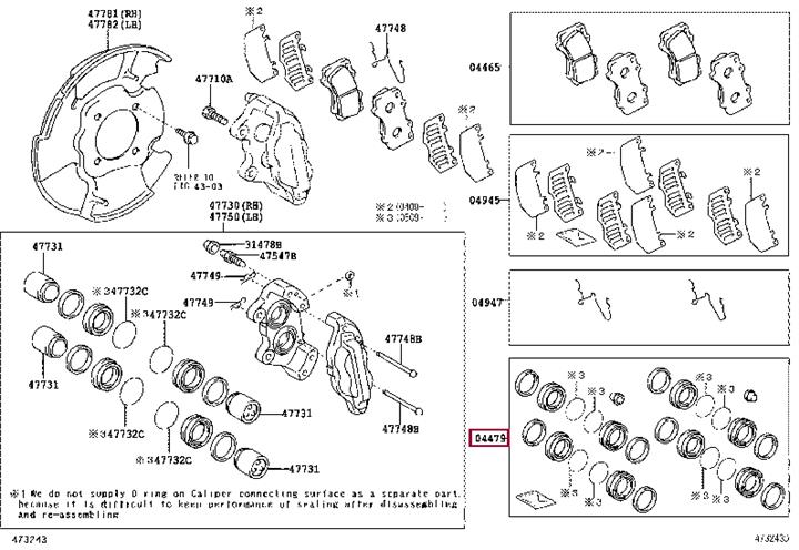 Ремкомплект, тормозной суппорт   04479-60081   TOYOTA