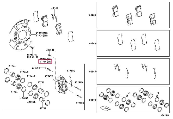 Ремонтний комплект, гальмівний супорт   47750-60280   TOYOTA